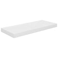 vidaXL High Gloss White Floating Wall Shelf, Made of Durable MDF and Metal, Invisible Mounting System, Ideal for Displaying Books and Collectibles