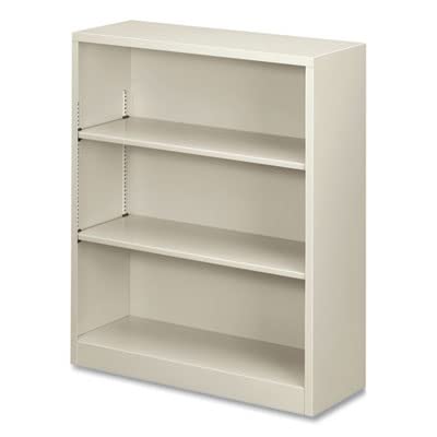 Hon Metal Bookcase, Three-Shelf, 34.5W X 12.65D X 41H, Light Gray