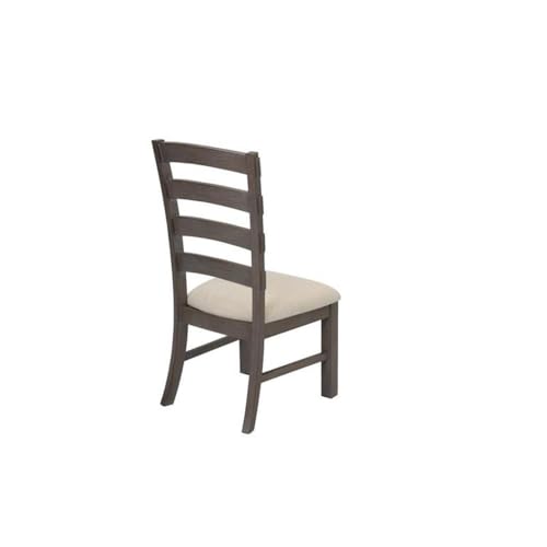 Best Quality Beige Linen Dining Chair (Single) with Rustic Gray Brown Wood