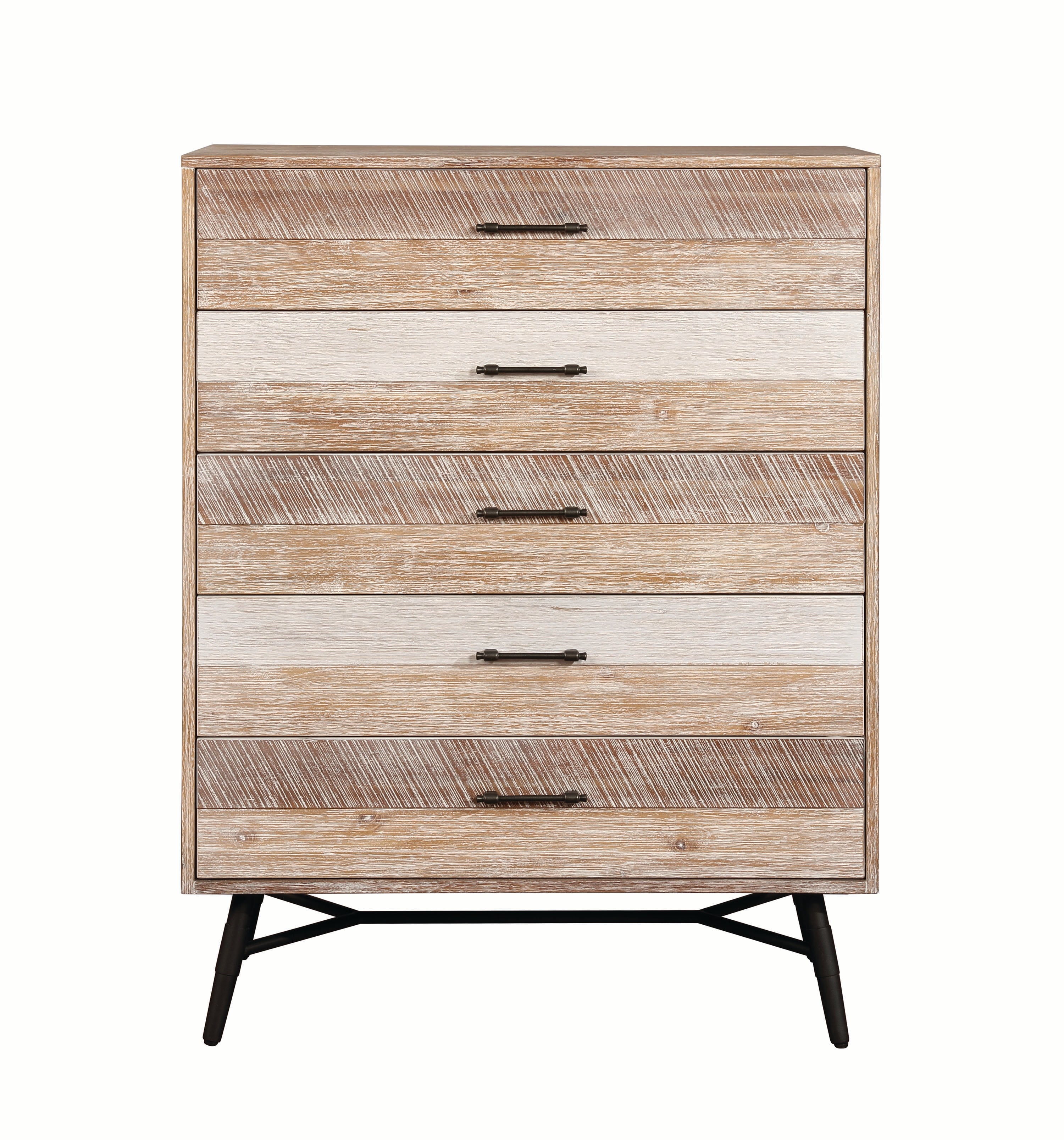 Marlow 5-Drawer Farmhouse Wood Chest in Brown Finish
