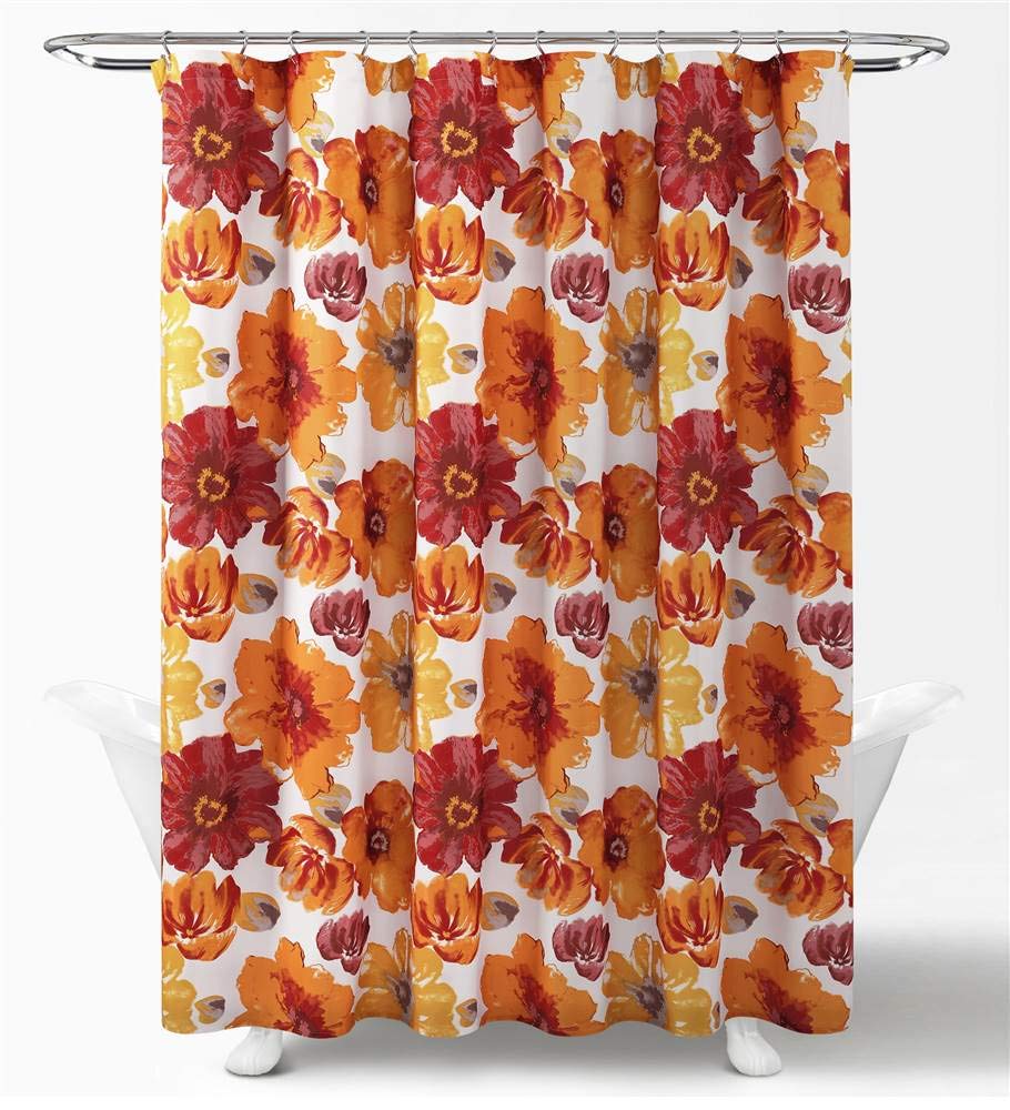 Lush Decor Leah Shower Curtain, 72' X 72', Red
