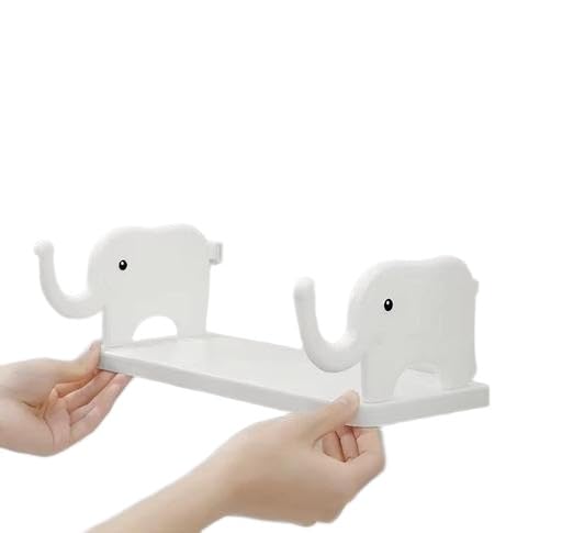 Trisul Elephant Cartoon Stand Multipurpose Wall Mount Floating Shelf And Rack With Self Adhesive Sticker. Mounted Storage Organi