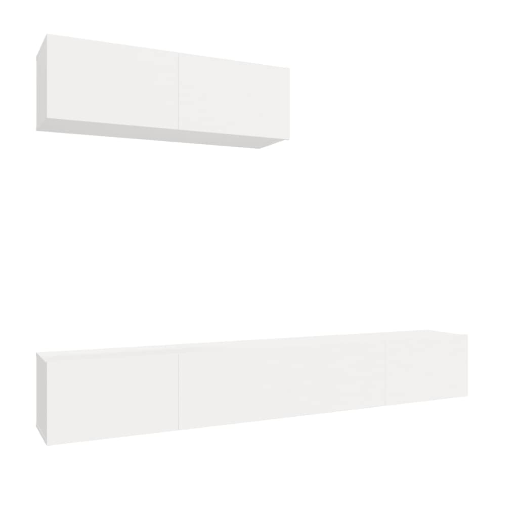 vidaXL TV Cabinet Set 3 Piece Home Bedroom Living Room Entertainment Center Console HiFi Cabinet TV Stand Media Unit Furniture White Engineered Wood