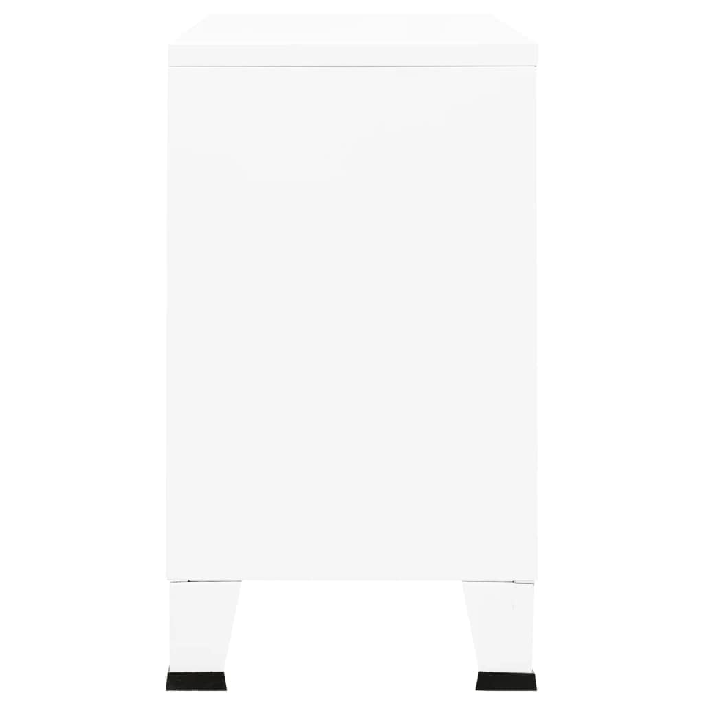 vidaXL Industrial Metal Sideboard in White, Stylish Storage Cabinet with Glass Doors, Perfect for Home Decor, Highly Durable and Easy to Clean