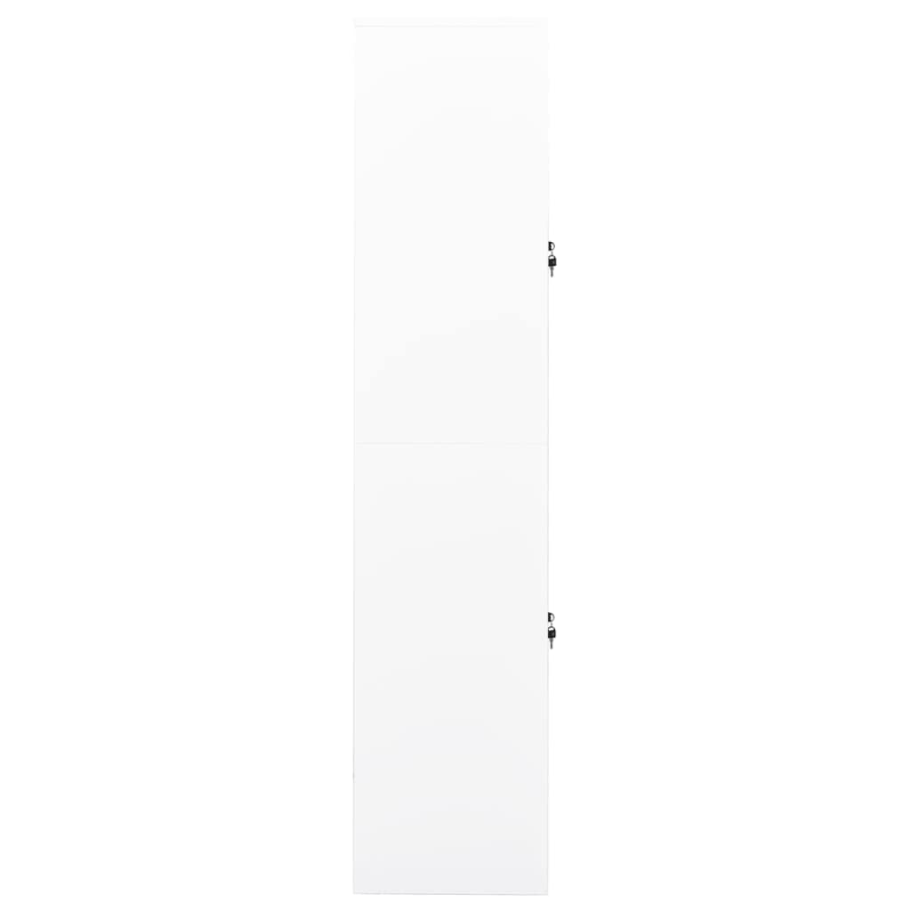 vidaXL Scandi-Style Steel Office Cabinet with 4 Doors, Adjustable Shelves, Lockable, White - Versatile File Storage Solution, 35.4&quot;x15.7&quot;x70.9&quot;.
