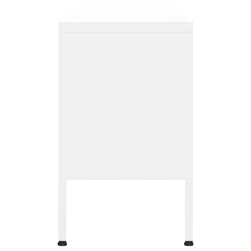 vidaXL - Durable Steel TV Stand/Cabinet with Adjustable Height and in-Built Cable Management, White