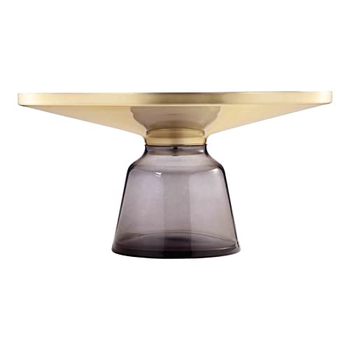 Pangea Home Belinda Modern Glass Coffee Table In Gold And Gray