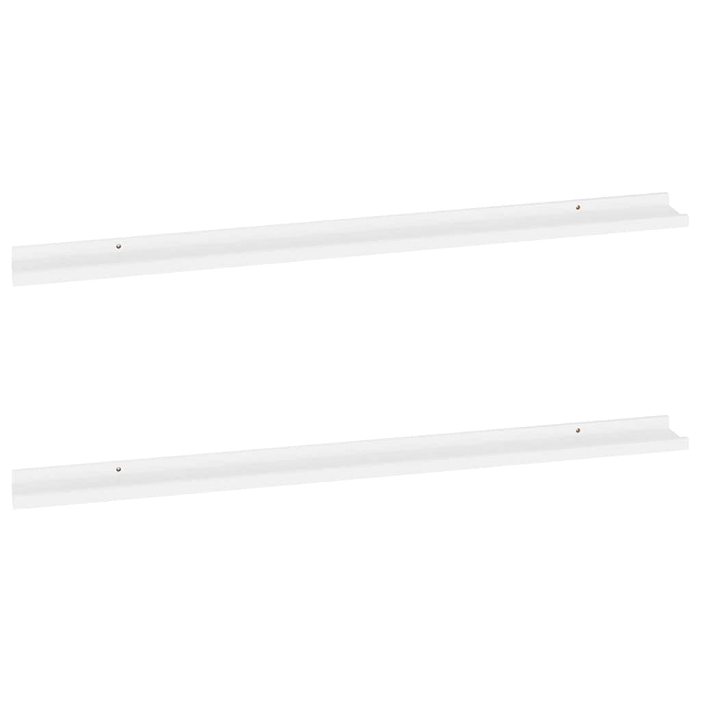 vidaXL White Wall Shelves, Set of 2, Convenient Display Storage, Easy to Clean, Modern Style MDF - Spacious 45.3&quot;x3.5&quot;x1.2&quot;