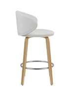 Neos Modern Furniture 26''H White PU Stool with Wood Leg, Set of 2