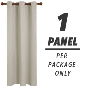 Deconovo Grommet Blackout Curtains For Living Room, Room Darkening Thermal Insulated Window Curtain, Light Beige, 42X63 Inch, 1