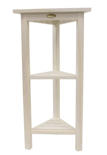 HomeRoots Teak FlexiCorner 32in Tall ShowerShelf ED1141 in a White Finish