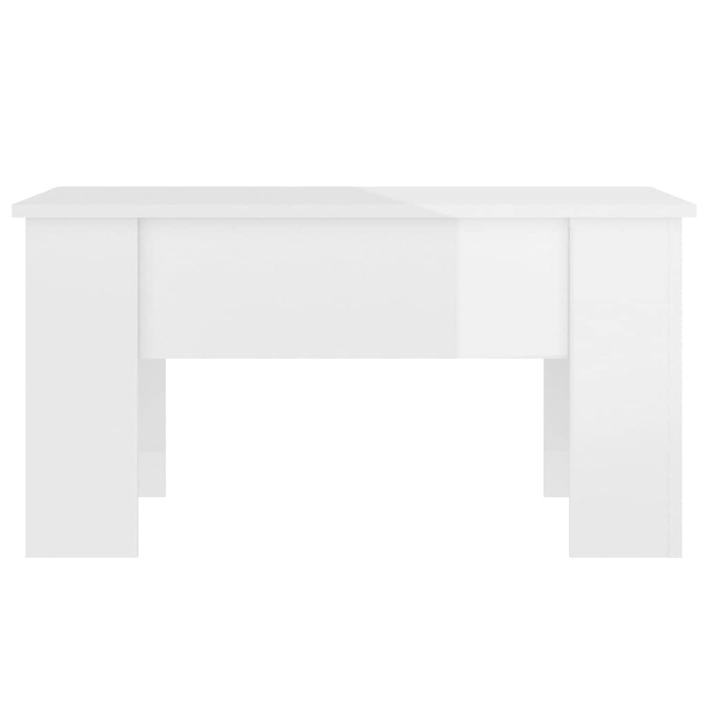 vidaXL Engineered Wood Coffee Table with Liftop, High Gloss White Finish, Rectangular Structure, 31.1x19.3x16.1, Perfect for Living Room or Office