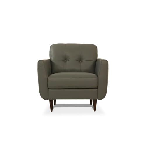 Acme Radwan Tufted Leather Accent Chair In Pesto Green
