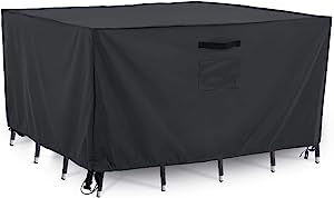 Tempera Patio Furniture Cover, Outdoor Table Covers Waterproof Square, Heavy Duty Deck Furniture Covers For Winter, 96'W X 96'