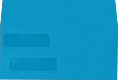 Double Window Invoice Envelopes W/Peel & Press (4 1/8 X 9 1/8) - Pool Blue (50 Qty.)