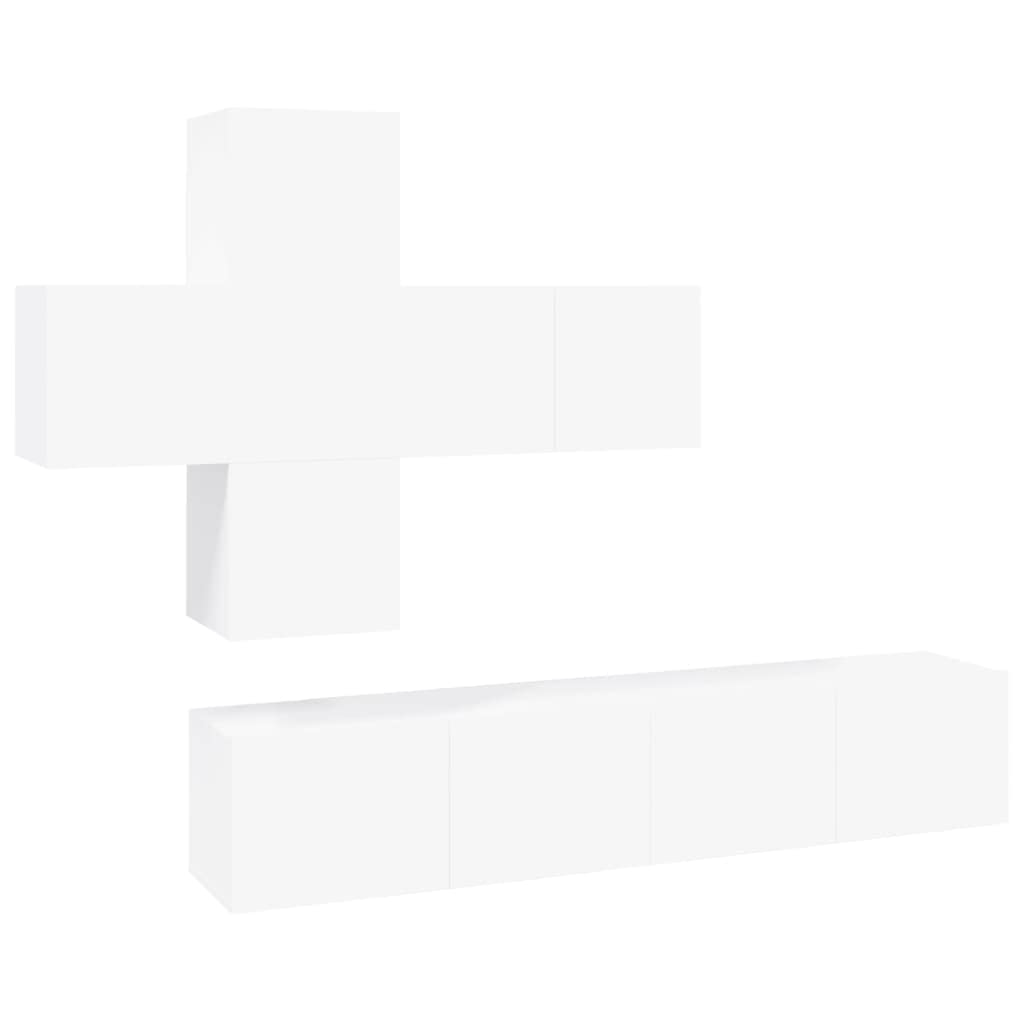 vidaXL 7 Piece TV Cabinet Set White Engineered Wood