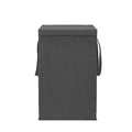 Justandkrafts Foldable Collapsible 80 Liter Large Laundry Organizer Storage Basket with Lid and Handle for Clothes (Black)