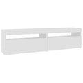 vidaXL 2 Piece TV Cabinet Set with LED Lights White 29.5x13.8x15.7