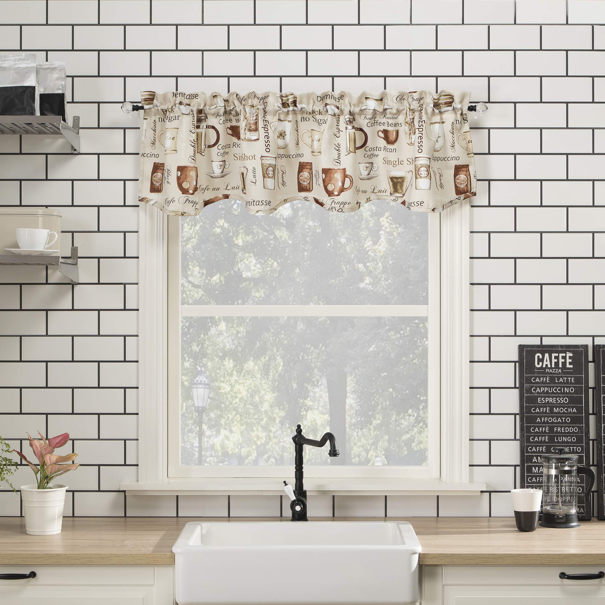 No. 918 Bristol Coffee Shop Semi-Sheer Rod Pocket Kitchen Curtain Valance, 54' X 14', Ivory Off-White