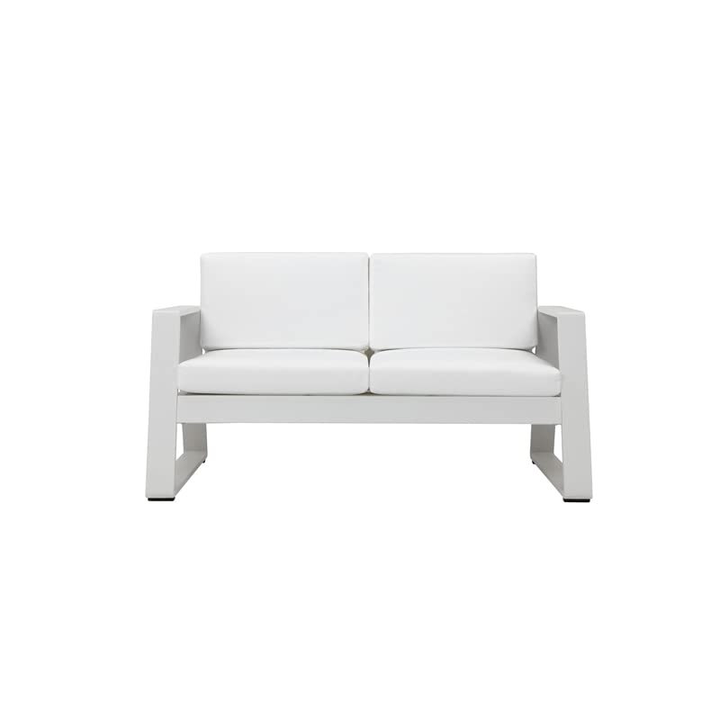 Pangea Home Air 33x57 Two Seater Modern Aluminum Sofa in White Finish