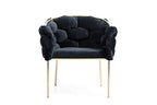 HomeRoots Black Geo Velvet and Brushed Brass Velvet Dining Chair