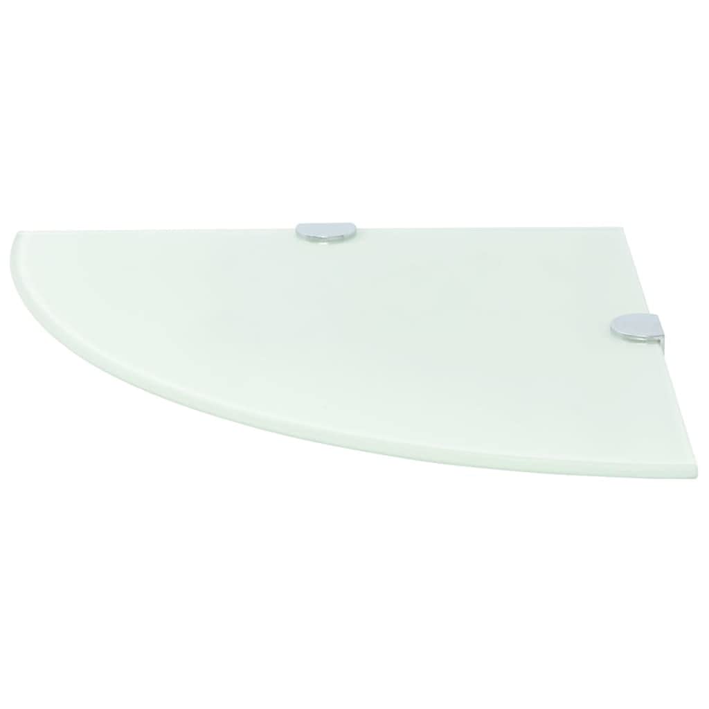 vidaXL Corner Shelf - Versatile White Tempered Glass Wall Corner Shelf with Chrome Supports, Ideal for Kitchen, Bathroom, Living Room, Easy to Install and Clean