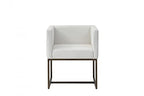HomeRoots Off-White Fabric, Metal White Antique Velvet Brass Dining Chair