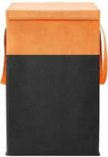 CUTBAZZ Orange & Black Strap Design 68 L Laundry Basket for Clothes & Toys With Lid & Side Handles Durable Foldable and Collapsi