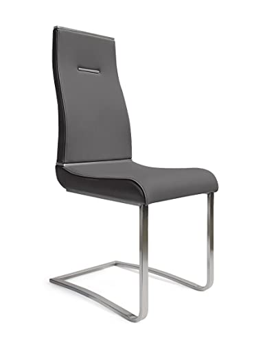 Neos Modern High Back Dining Chair, Set Of 2 (Dark Gray/Silver)