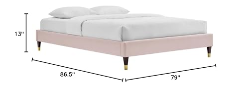 Modway Harlow 79&quot; King Performance Velvet Platform Bed Frame In Pink