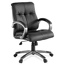 Lorell 62622 Executive Chair, Bonded Leather, Low-Back, 27-Inch X32-Inch X41-Inch , Bk/Silver