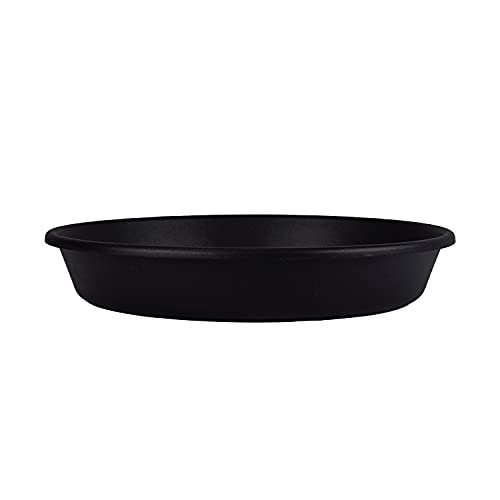 The Hc Companies 21 Inch Round Plastic Classic Plant Saucer - Indoor Outdoor Plant Trays For Pots - 21'X21'X3.63' Black