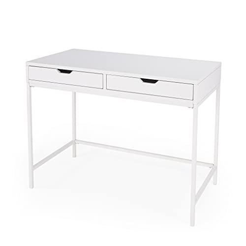 HomeRoots Rubberwood, Mahogany wood, Iron Modern Glossy White Desk