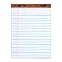 Tops The Legal Pad Perforated Writing Pads, 8 1/2' X 11 3/4', Legal Ruled, 50 Sheets, White/Blue, Pack Of 12