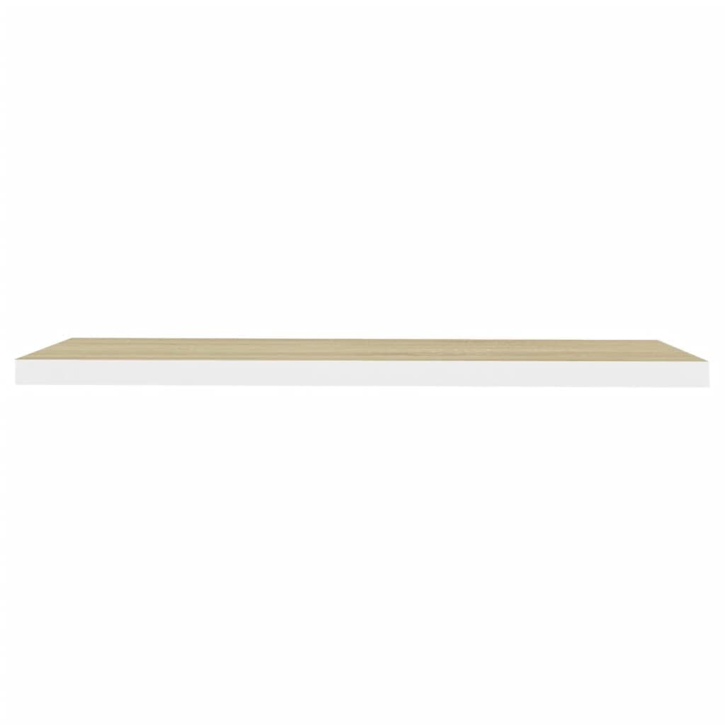 vidaXL Floating Wall Shelf Oak and White 39.4&quot;x9.3&quot;x1.5&quot; MDF