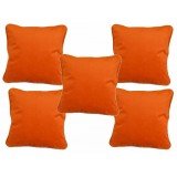 Cot Prints 100% Cotton Velvet Plain Cushion Covers (14 X 14)(Set Of 5 Pcs)(Orange)