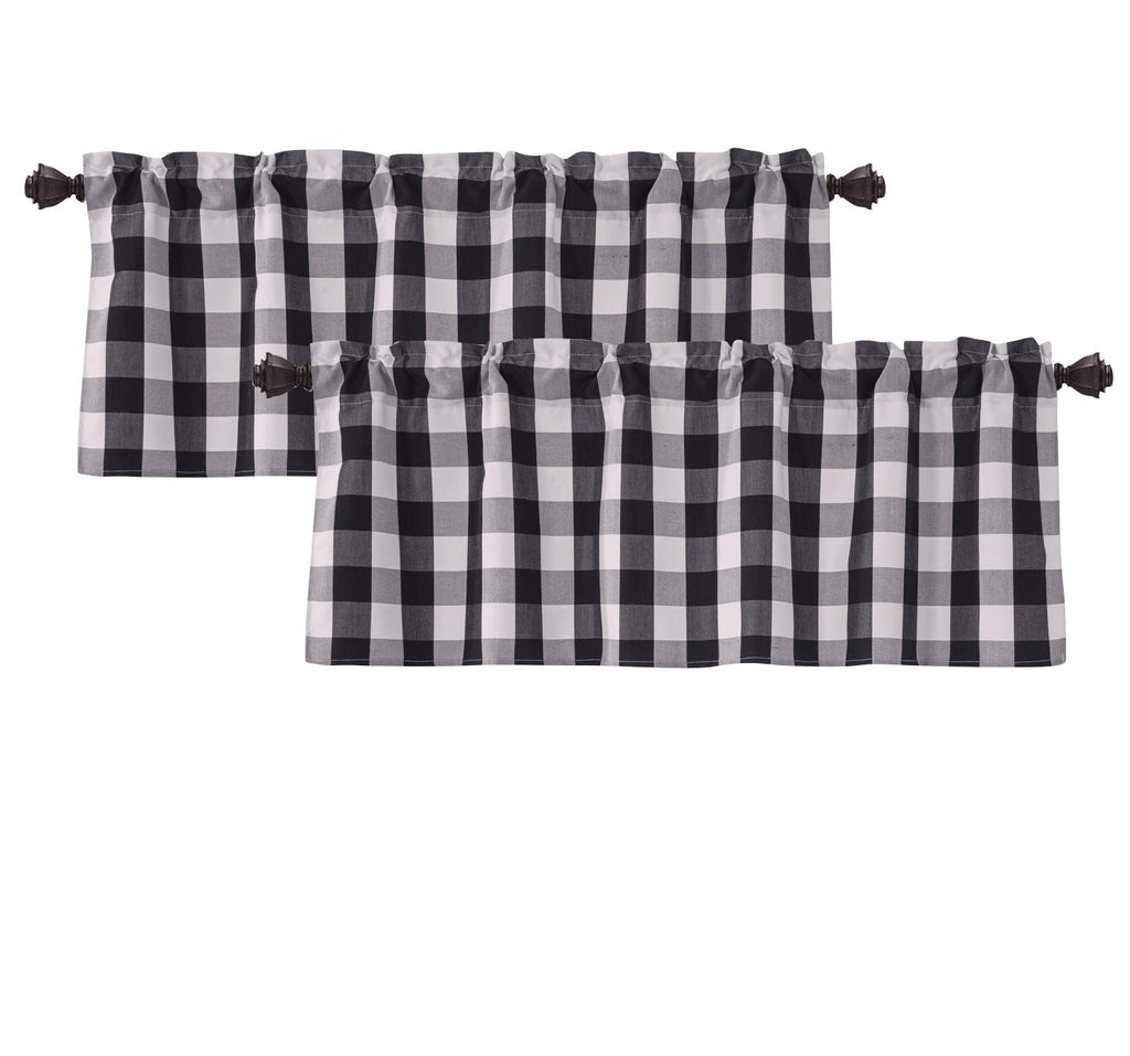 Annlaite 2 Piece Buffalo Checker Farmhouse Thermal Insulated Energy Saving Window Curtain Valance For Living Room/Bedroom/Kitche