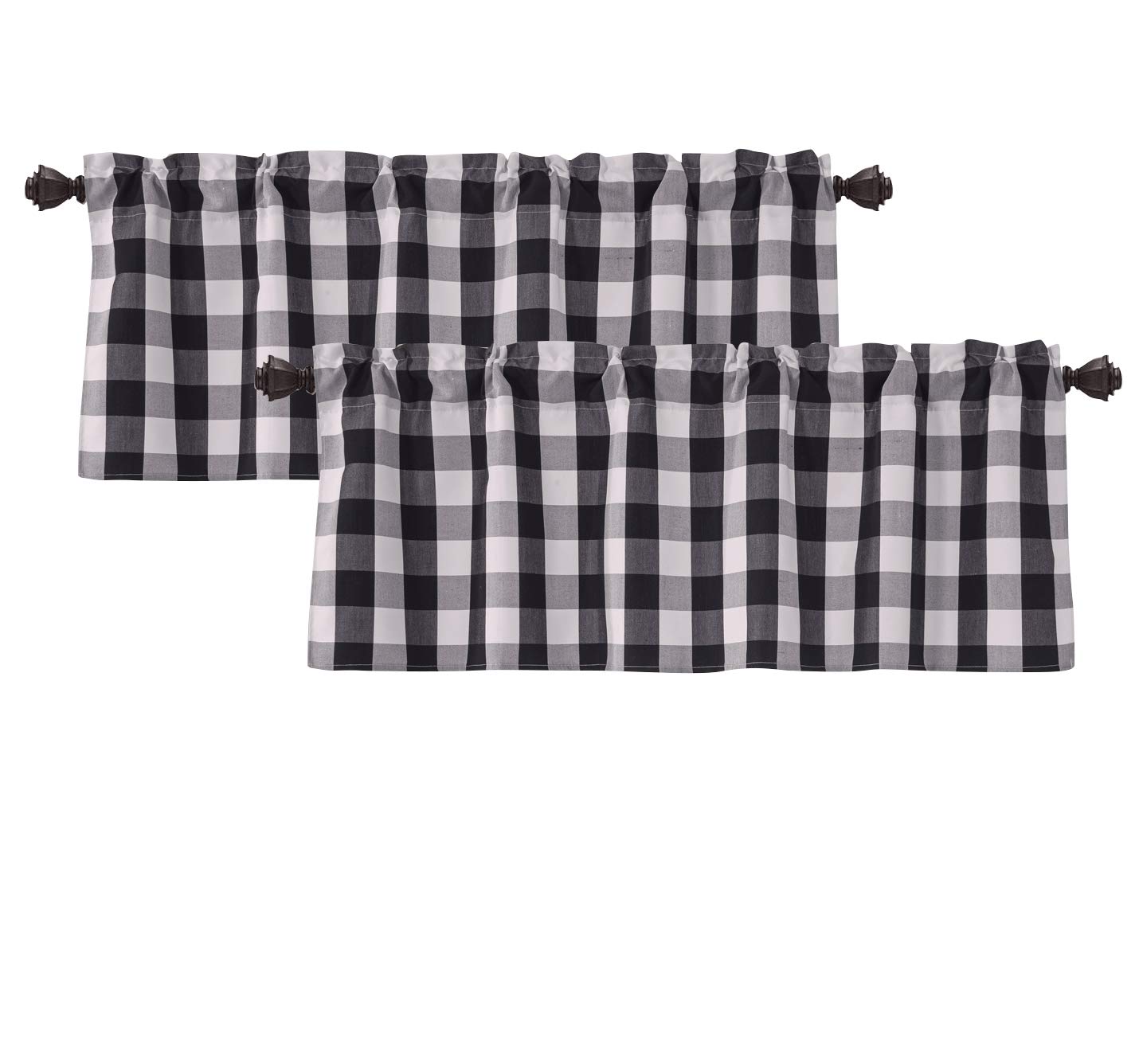 Annlaite 2 Piece Buffalo Checker Farmhouse Thermal Insulated Energy Saving Window Curtain Valance For Living Room/Bedroom/Kitche