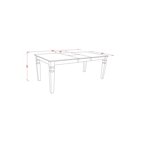 East West Furniture WEAV6-LWH-W 6Pc Rectangle 42/60" Family Table with 18 in Leaf and 4 Wood Seat Chairs Plus 1 Bench