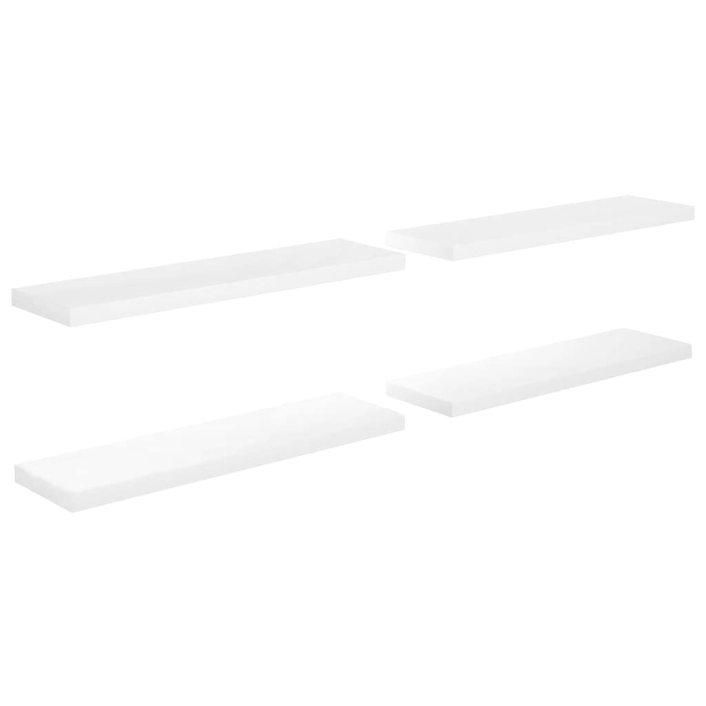 vidaXL Floating Wall Shelves 4 pcs High Gloss White 35.4&quot;x9.3&quot;x1.5&quot; MDF
