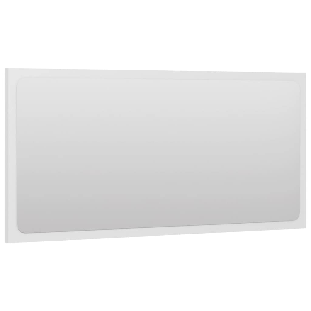 vidaXL White Bathroom Mirror, 31.5&quot;x0.6&quot;x14.6&quot;, Engineered Wood and Acrylic, Wall-Mountable, Easy to Clean, Contemporary Design