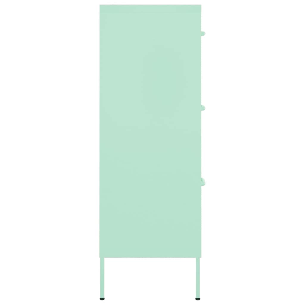 vidaXL Steel Drawer Cabinet - Mint Green, 6 Drawers, 31.5&quot; x 13.8&quot; x 40&quot;, Fully Extendable Sections Ballbearing Runners, 264.5lb Total Load Capacity, Requires Assembly