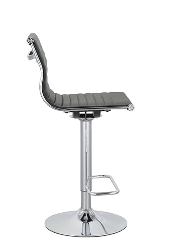 Neos Modern Furniture Adjustable (37" - 45.5") Balck PU Bar Stool with Chrome Leg, Set of 2