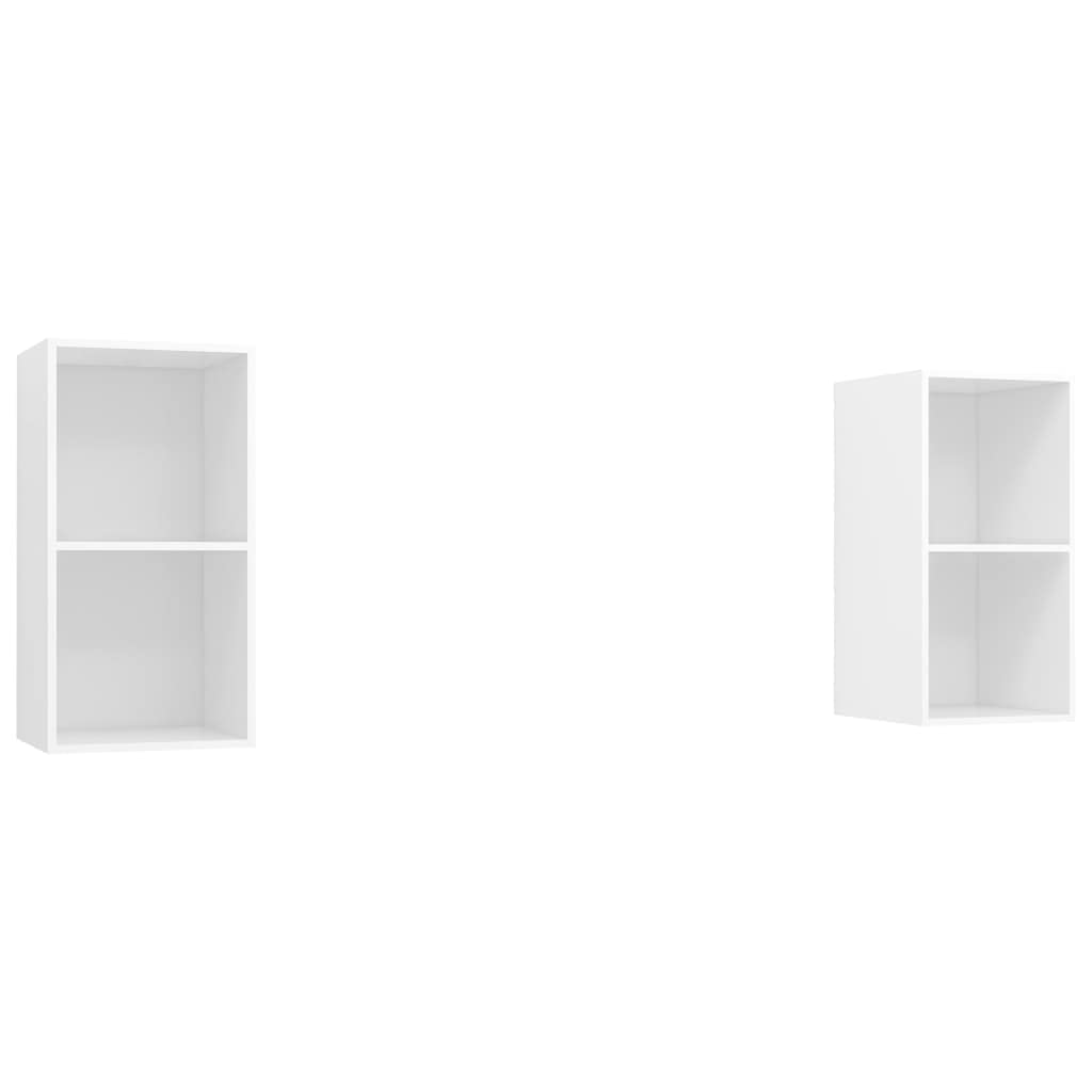 vidaXL Modern White TV Cabinets | Set of 2 | Wall-Mounted TV Stand with Storage | Engineered Wood Material | Assembly Required