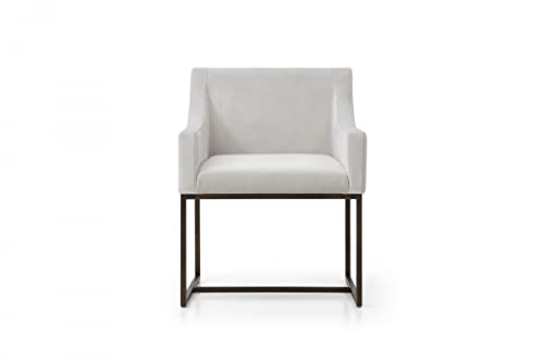 HomeRoots Beige Velvet Antique Brass Dining Chair