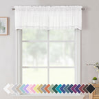 Aiyufneg White Sheer Window Valance Curtains, Light Filtering Kitchen Valances Windows Treatment, Small Voile Sheer Curtains For
