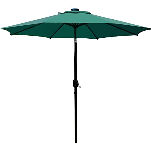 Sunnyglade 9' Patio Umbrella Outdoor Table Umbrella With 8 Sturdy Ribs (Dark Green)