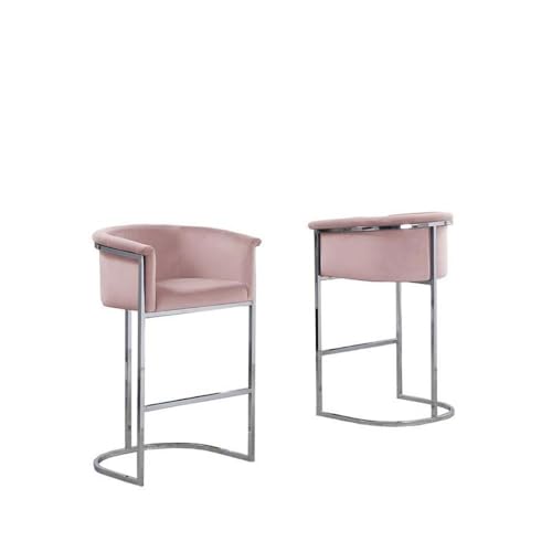 Best Quality Furniture CH210-220 Counter Height Chairs, Single, Pink/Silver