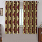 Homeideas Burgundy And Gold Curtains For Living Room, Wave Room Darkening Curtains 63 Inches Long 2 Panels Set, Jacquard Window