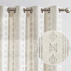 Jinchan Boho Curtains Linen Curtains For Living Room Grey Farmhouse Curtains 63 Inch Length Geometric Striped Patterned Mudcloth